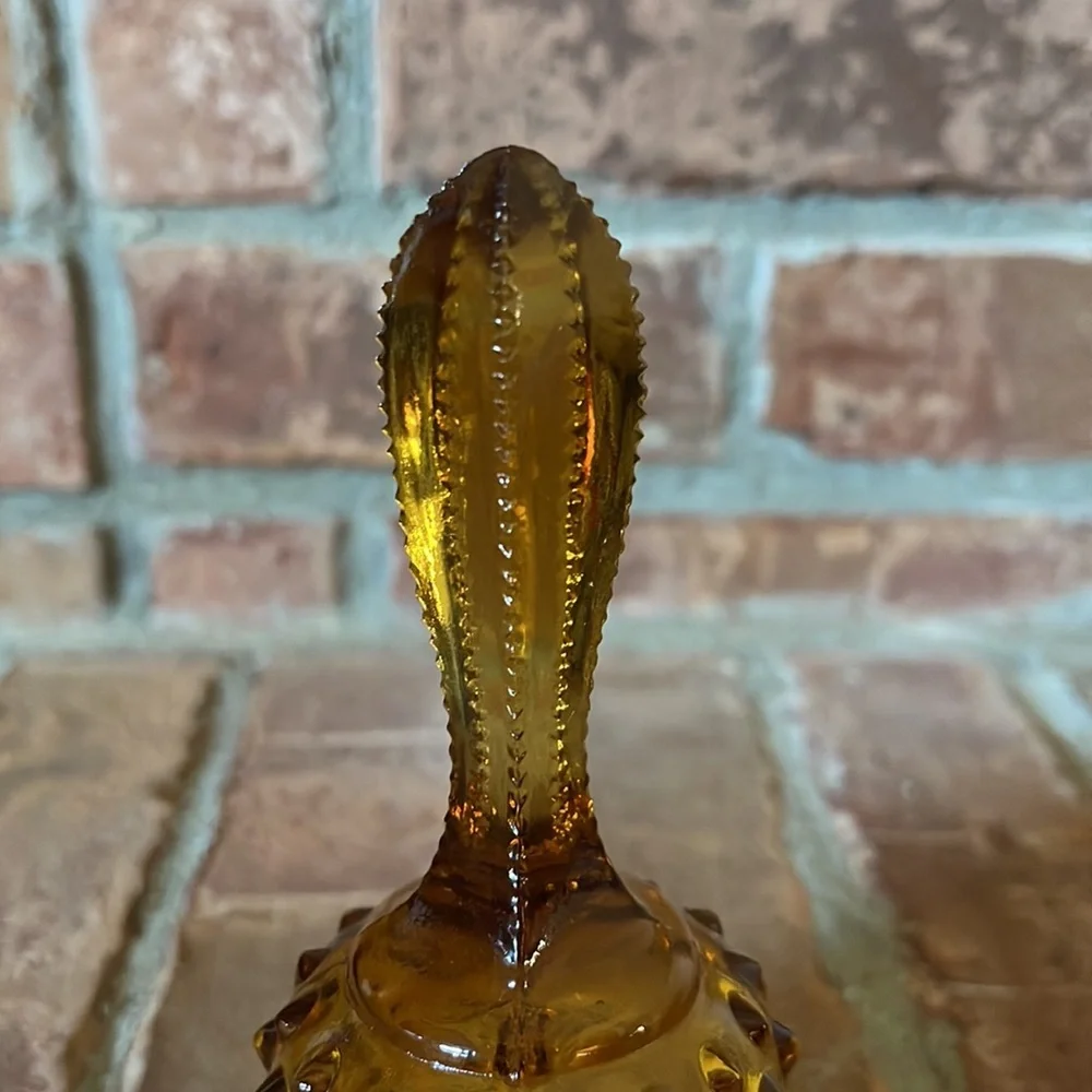 Vtg Fenton Hobnail Amber Glass Bell
